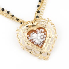 18 Carat Gold-Plated 925 Sterling Silver with 3-Piece Sea Shell Cameos Brooch