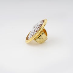 18 Carat Gold-Plated 925 Sterling Silver with Sea Shell Cameo Adjustable Ring