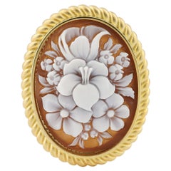 18 Carat Gold-Plated 925 Sterling Silver with Sea Shell Cameo Adjustable Ring