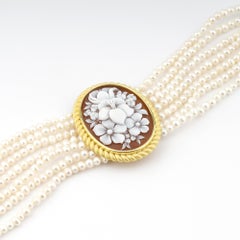 18 Carat Gold-Plated 925 Sterling Silver with Sea Shell Cameo Bracelet