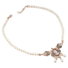 18 Carat Gold Plated 925 Sterling Silver with Sea Shell Cameo Necklace