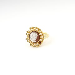 18 Carat Gold Plated 925 Sterling Silver with Sea Shell Cameo Set