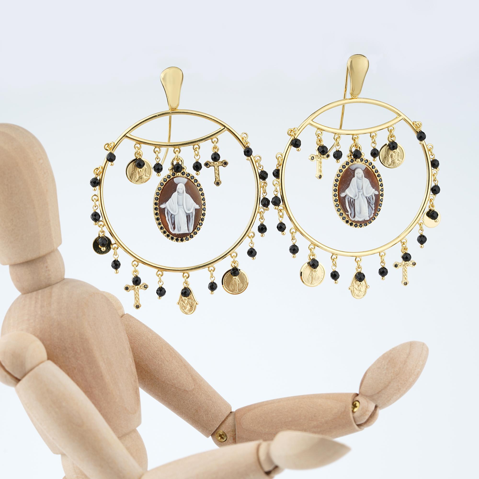 cameo necklace and earrings