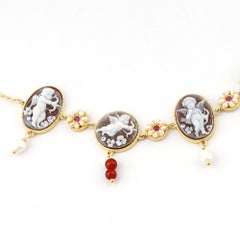 18 Carat Gold Plated 925 Sterling Silver with Sea Shell Cameos Bracelet