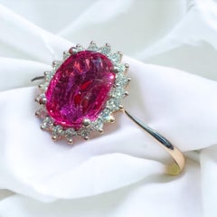 18-Carat Gold Pompadour Engagement Ring with 0.91ct Pink Ruby and 0.15ct Diamond