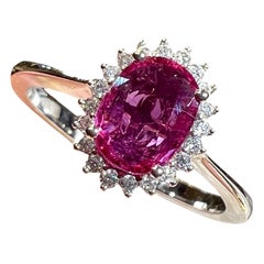 18-Carat Gold Pompadour Engagement Ring with 0.91ct Pink Ruby and 0.15ct Diamond