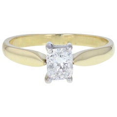 Vintage 18 Carat Gold Radiant Cut 1 Carat Diamond Solitaire Engagement Ring