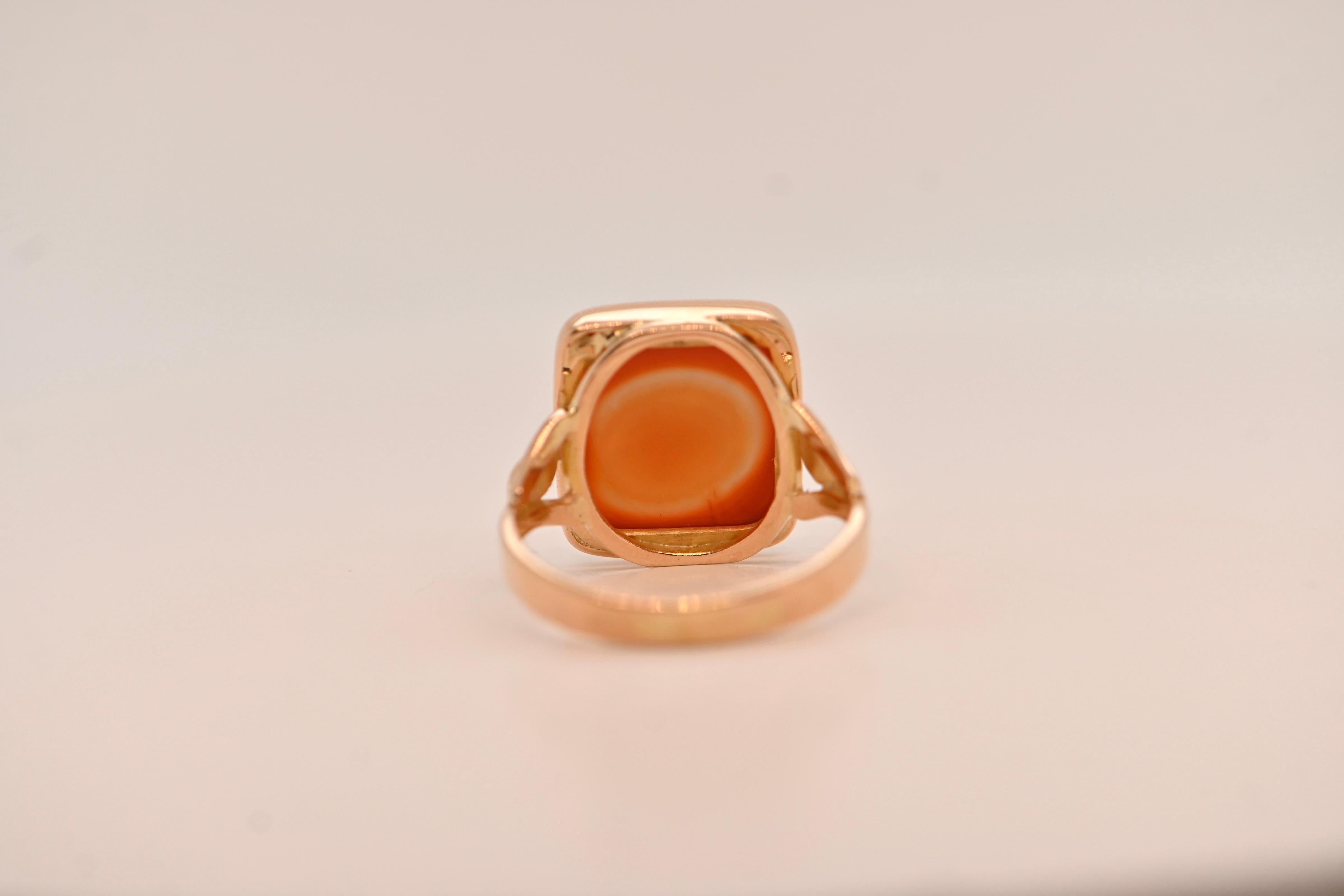 Anello Gattino rettangolare in oro 18 carati con placca Agathe in vendita 5