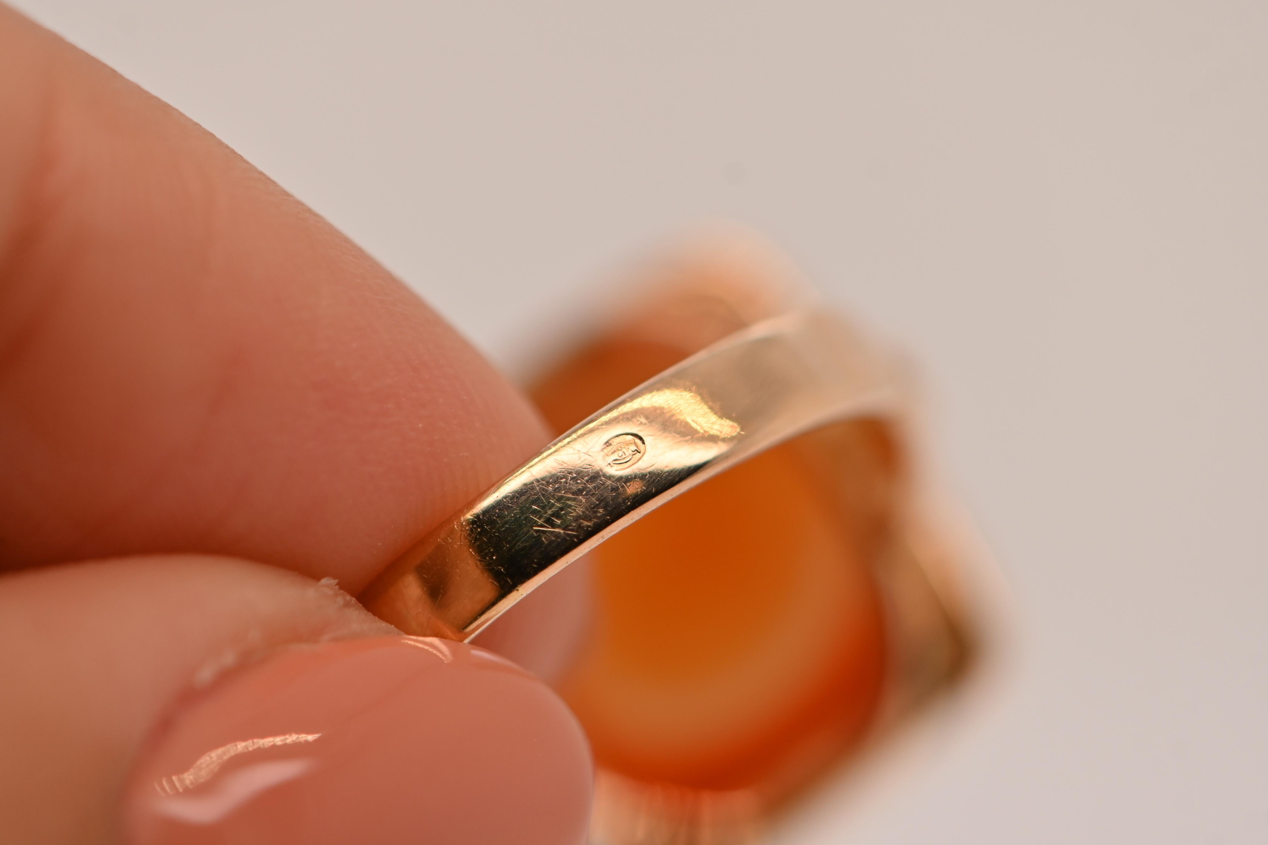 Anello Gattino rettangolare in oro 18 carati con placca Agathe in vendita 4