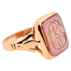 Bague chaton rectangulaire en or 18 carats avec plaque d'agate