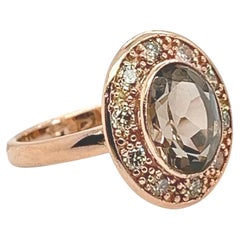 18-Carat Gold Ring Adorned with 0.42ct Diamonds and Cognac Quartz