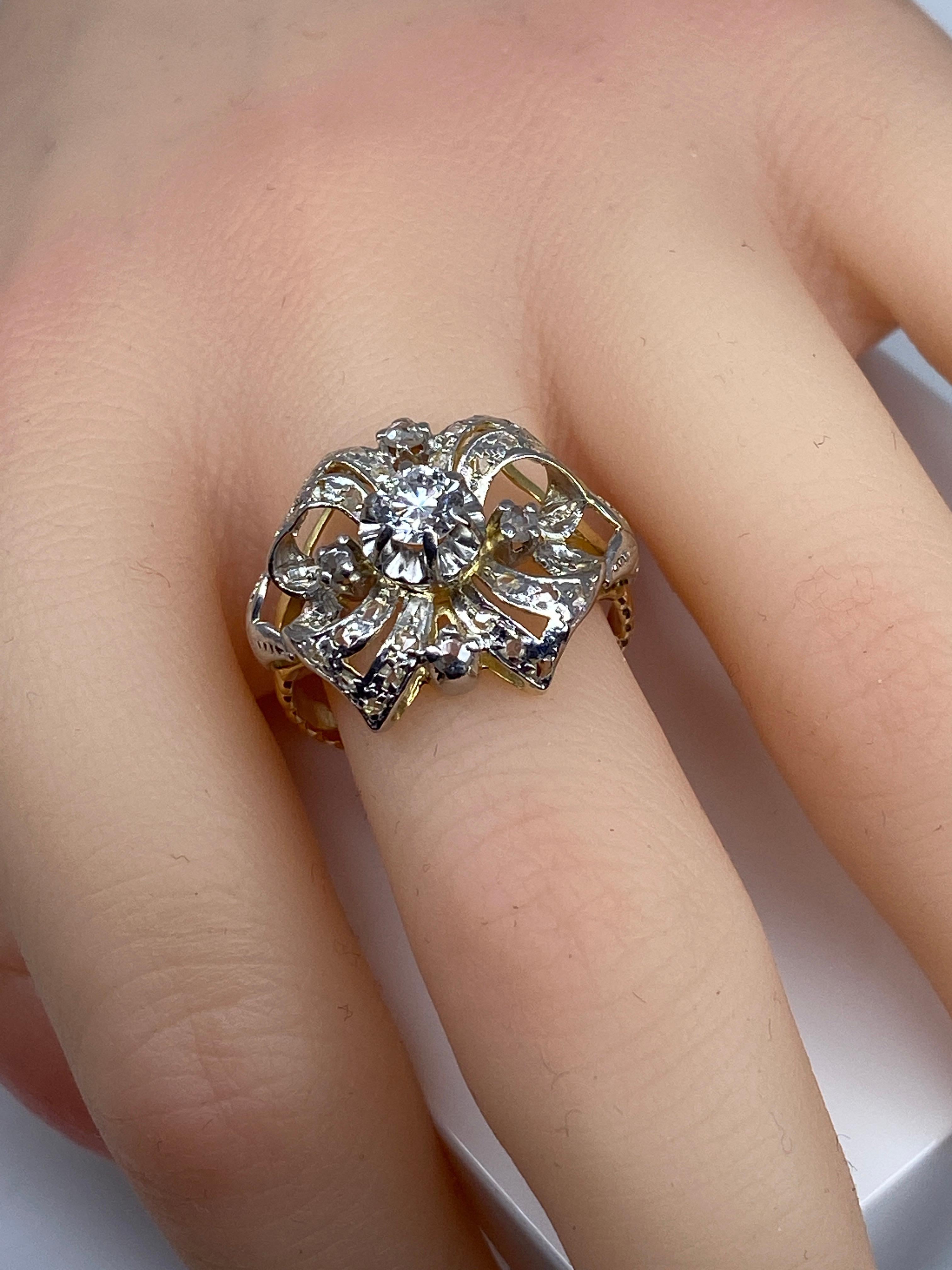 Bague en or 18 carats style Napoléon III sertie de diamants  en vente 4