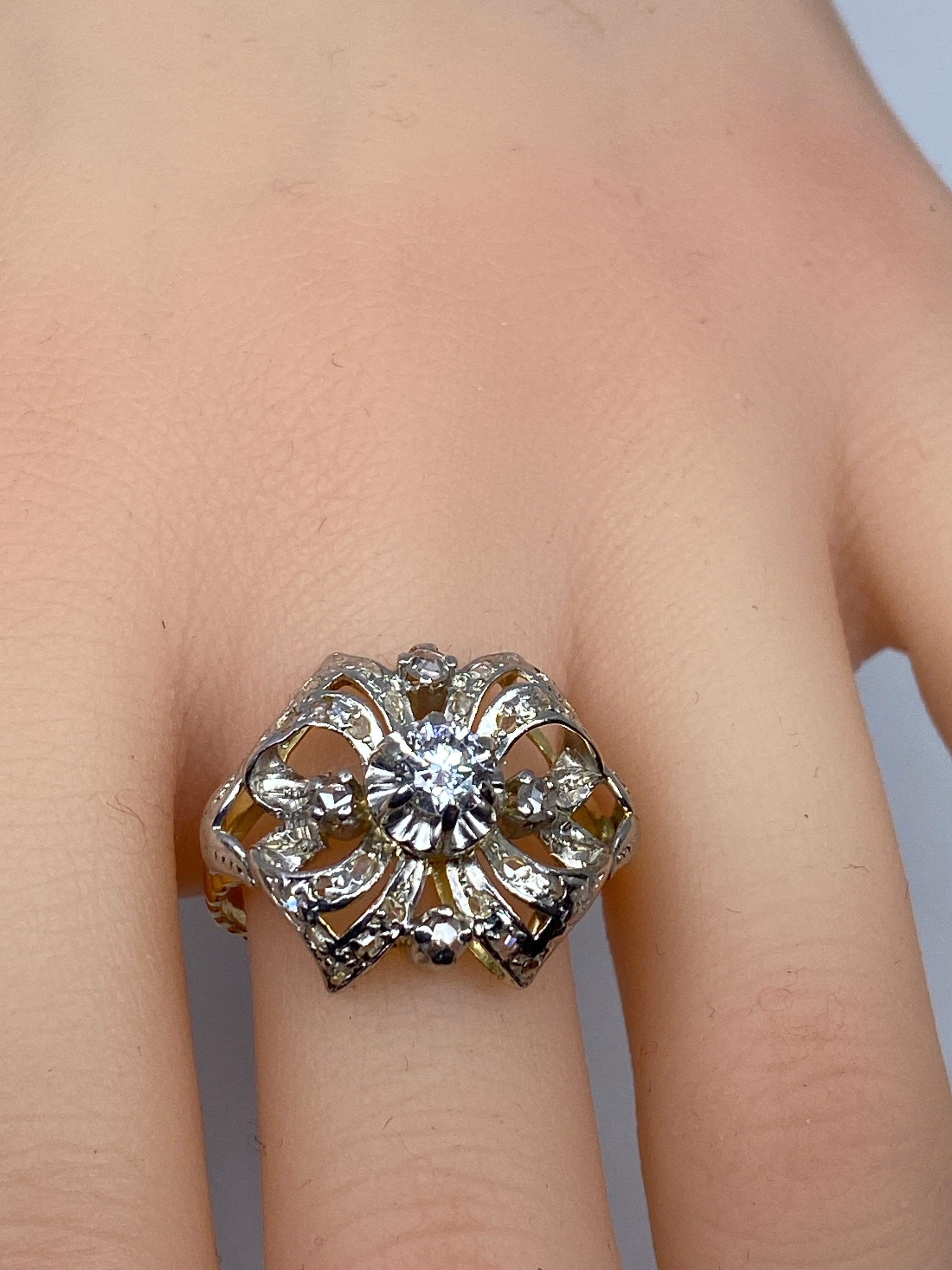 Bague en or 18 carats style Napoléon III sertie de diamants  en vente 5