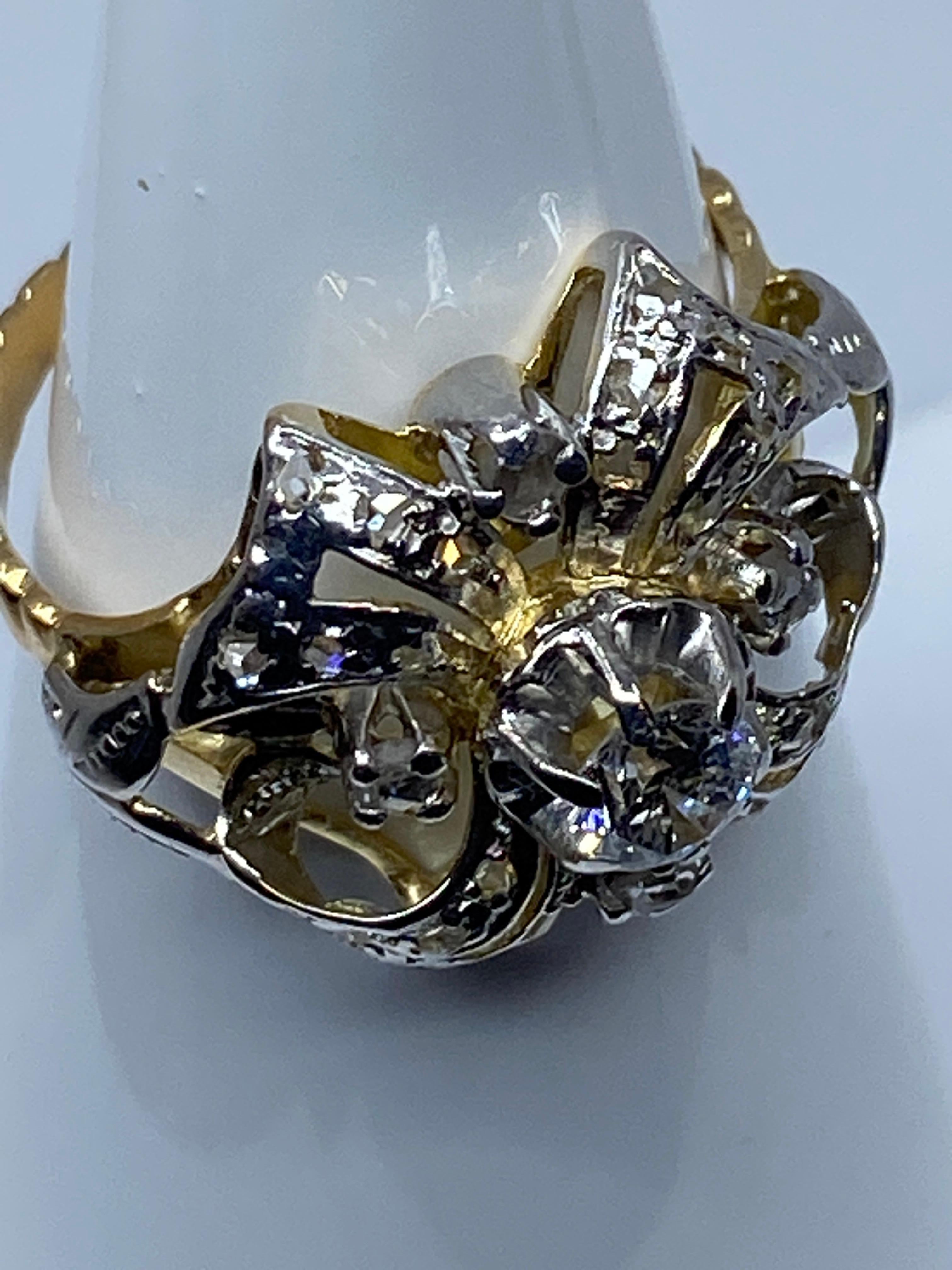 Bague en or 18 carats style Napoléon III sertie de diamants  en vente 6
