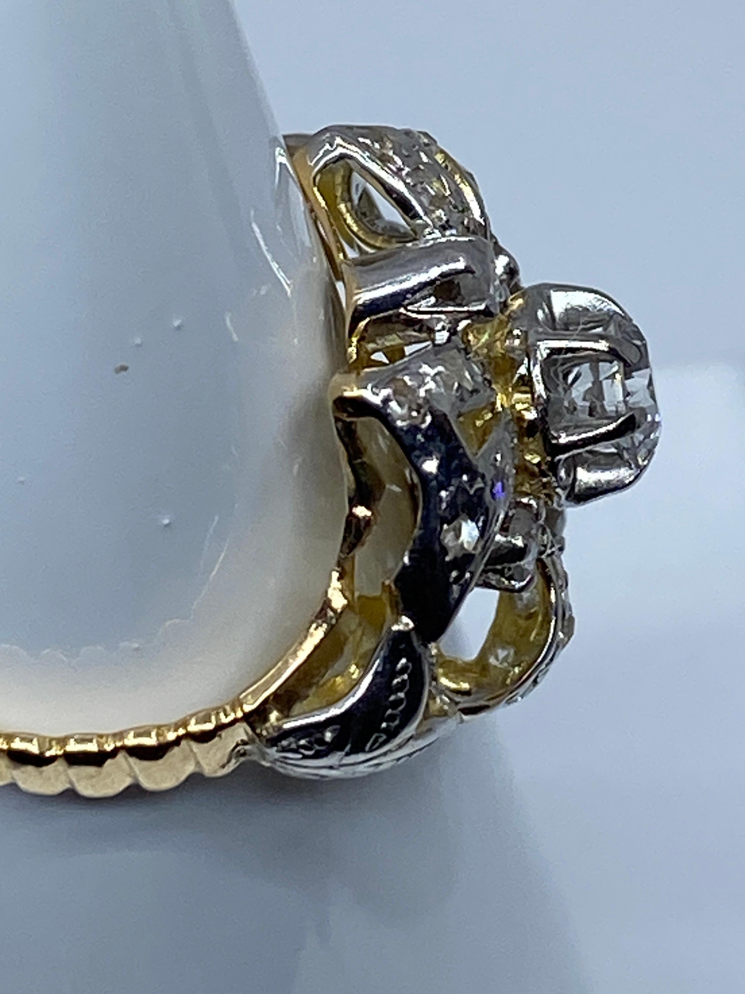 18 Carat Gold Ring Napoléon Lll Style Set with Diamonds For Sale 6