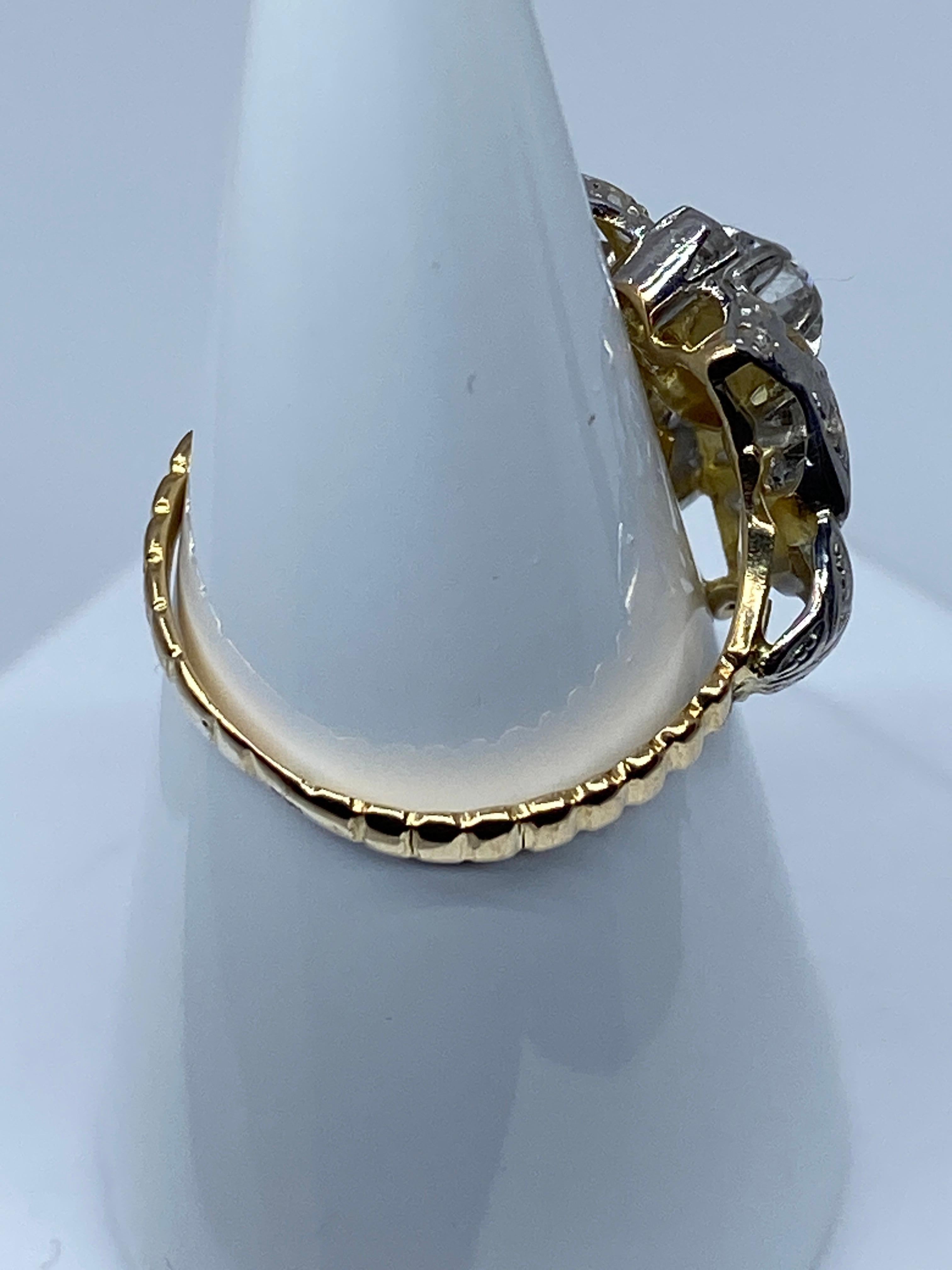 18 Carat Gold Ring Napoléon Lll Style Set with Diamonds For Sale 7