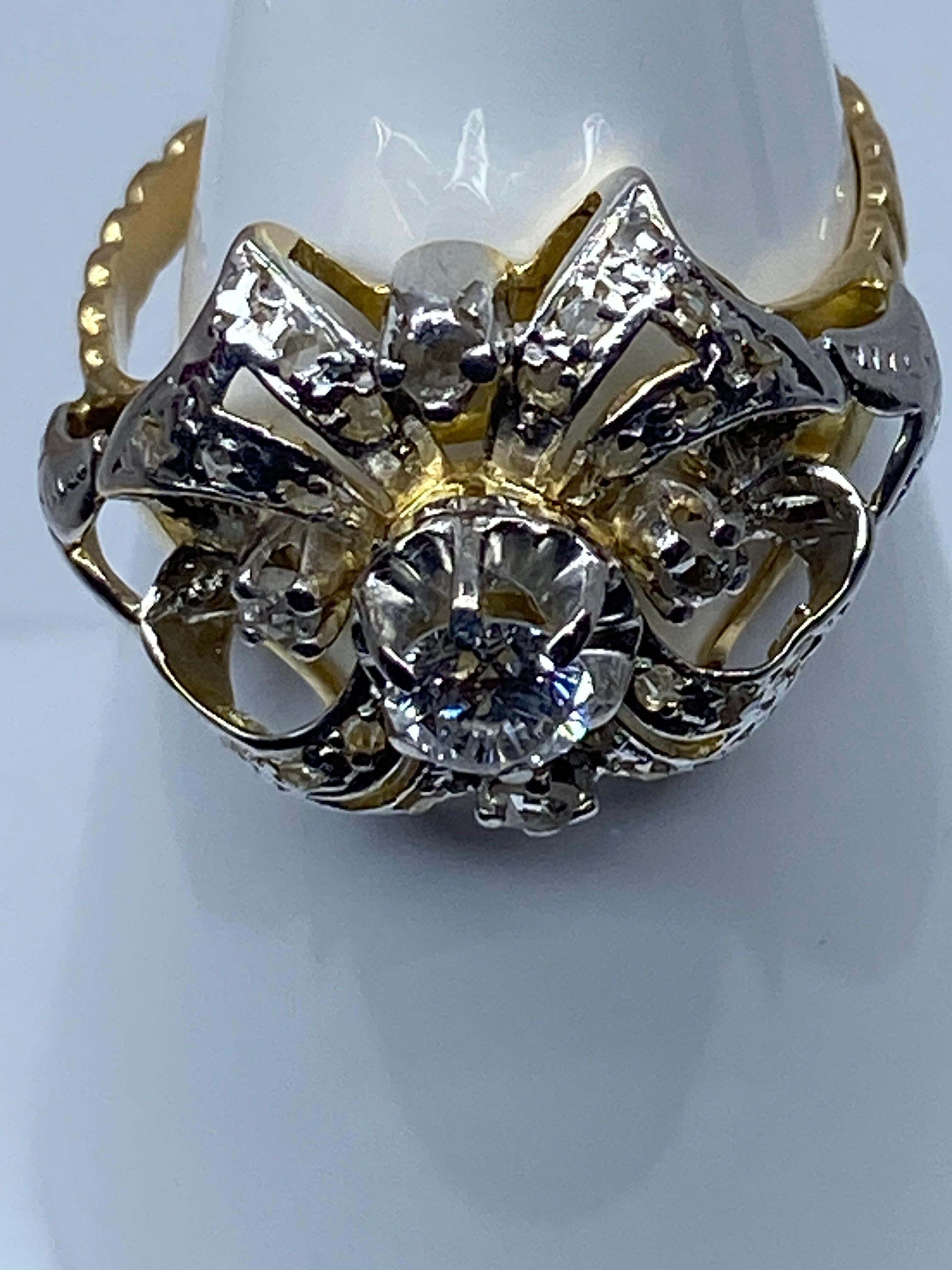 18 Carat Gold Ring Napoléon Lll Style Set with Diamonds For Sale 8