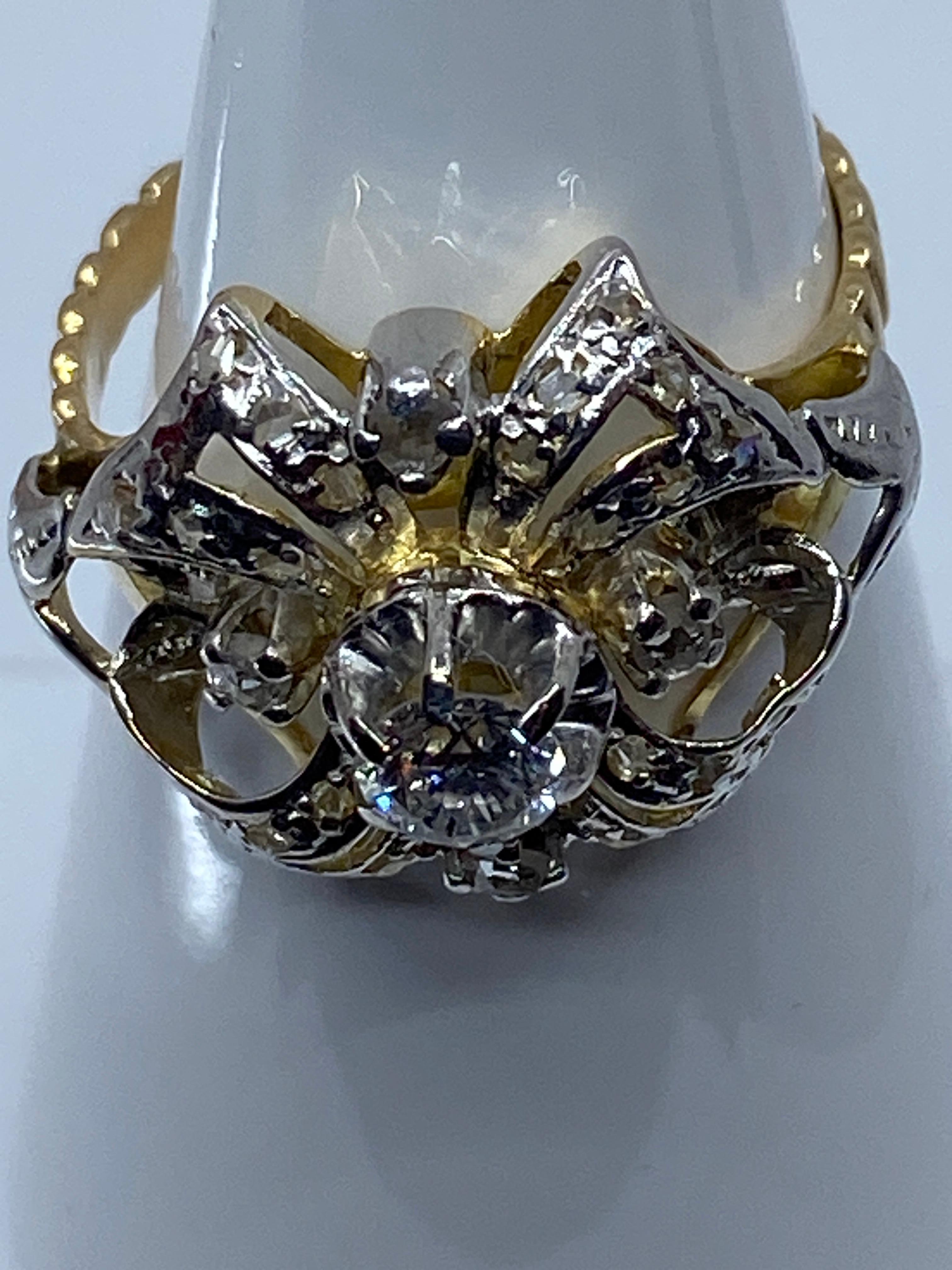 18 Carat Gold Ring Napoléon Lll Style Set with Diamonds For Sale 11