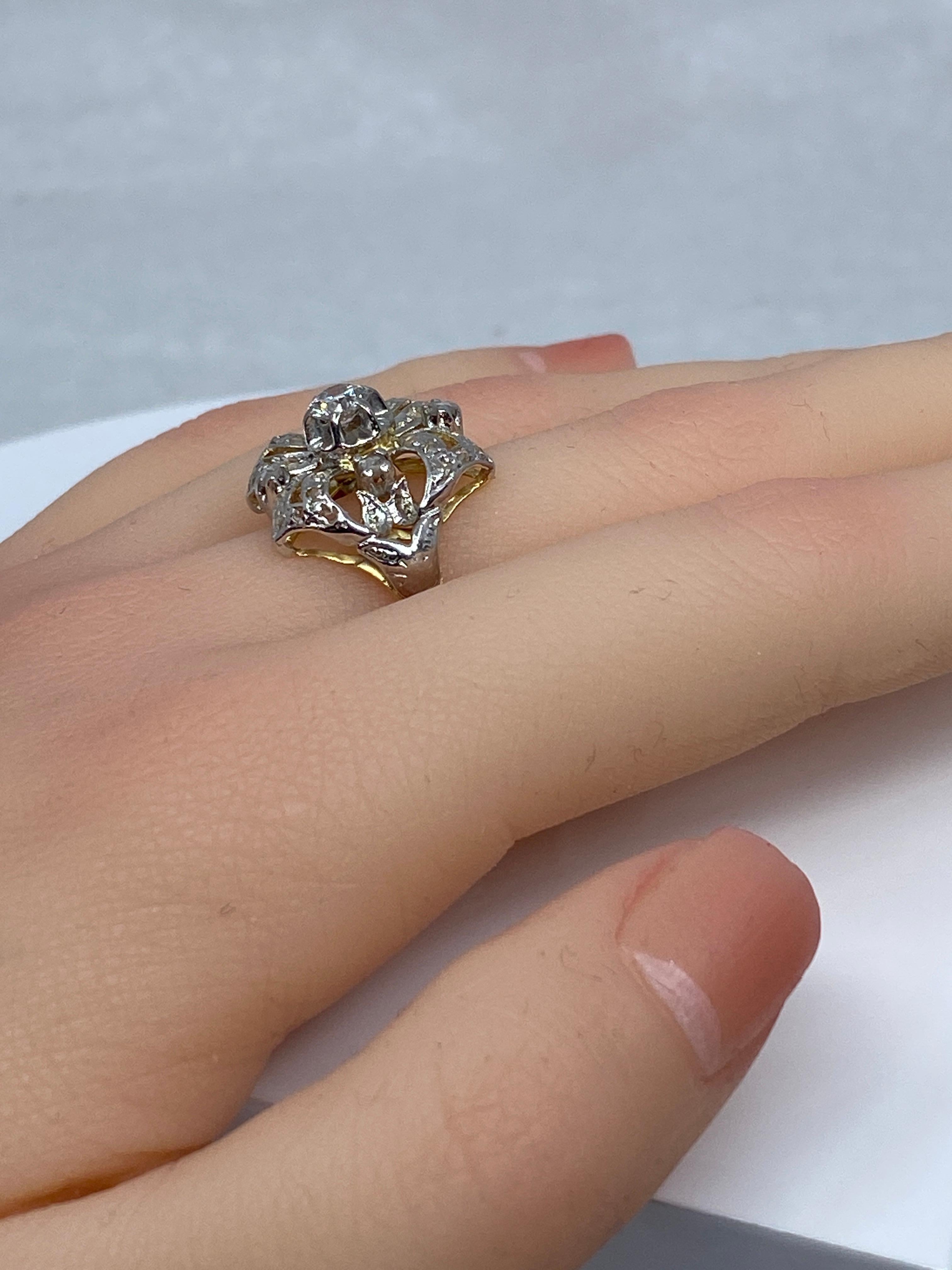 Bague en or 18 carats style Napoléon III sertie de diamants  Bon état - En vente à VERSAILLES, FR