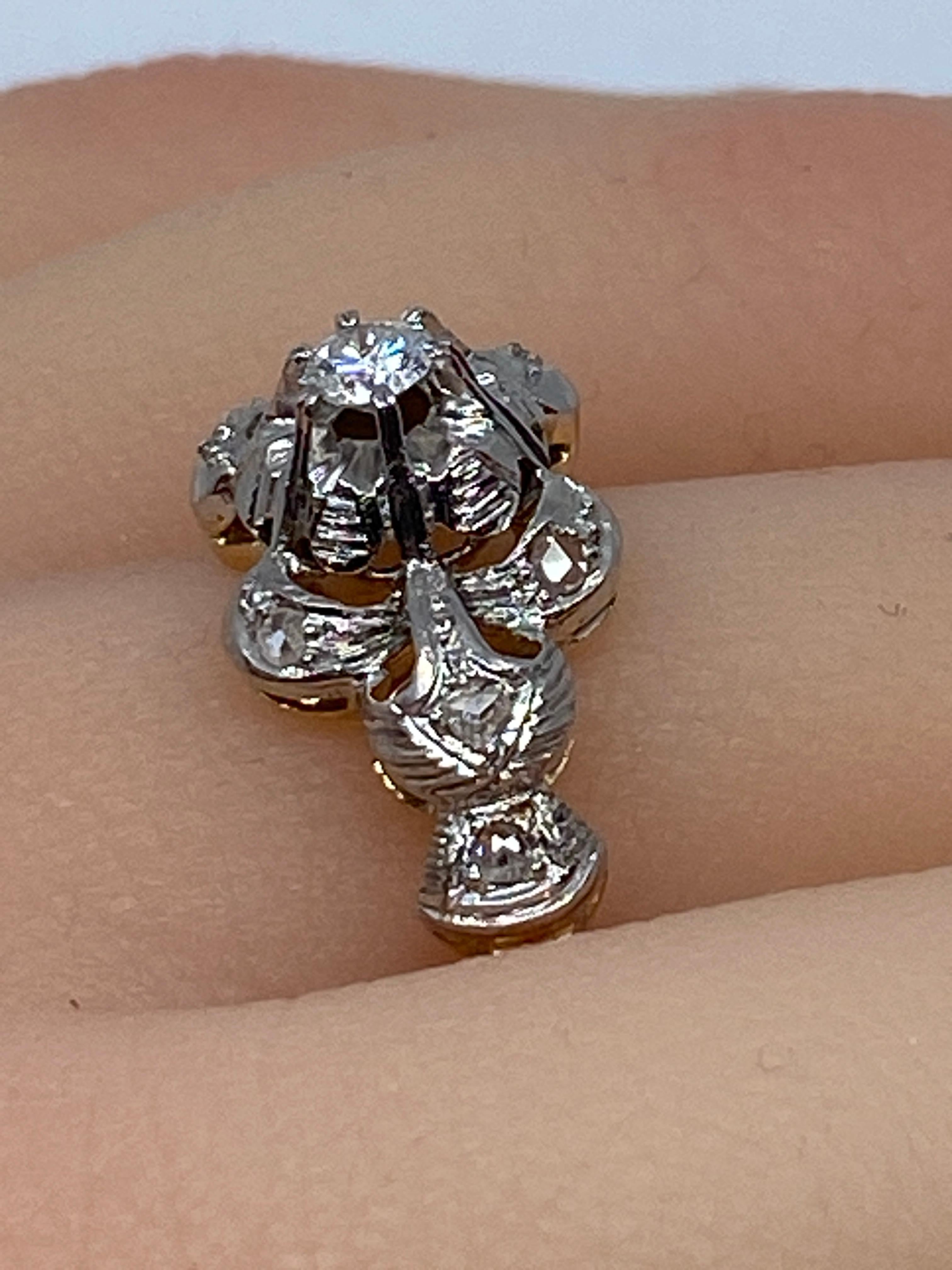Romantic 18 Carat Gold Ring «Ribboned Bangle» Model Set with Diamonds