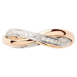 18 Carat Gold Ring, Rose and White Gold, Diamonds, Tresse Collection