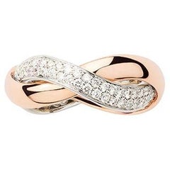 18 Carat Gold Ring, Rose and White Gold, Diamonds, Tresse Collection