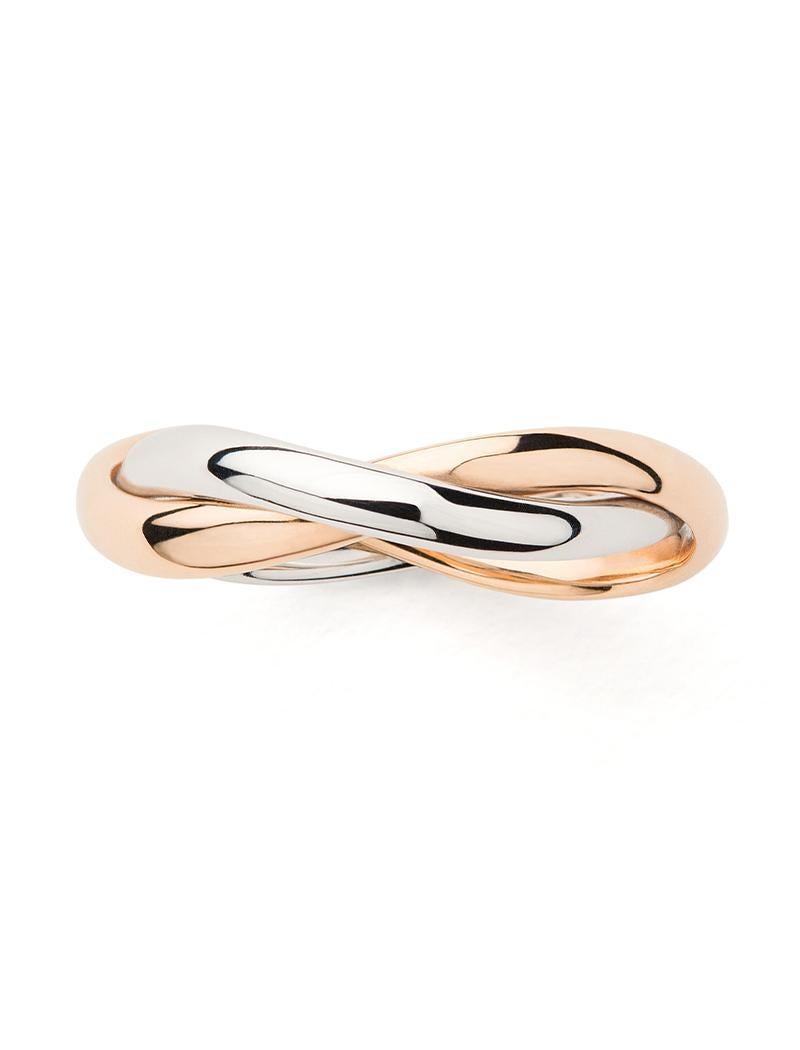 Modern 18 Carat Gold Ring, Rose and White Gold, Tresse Collection For Sale