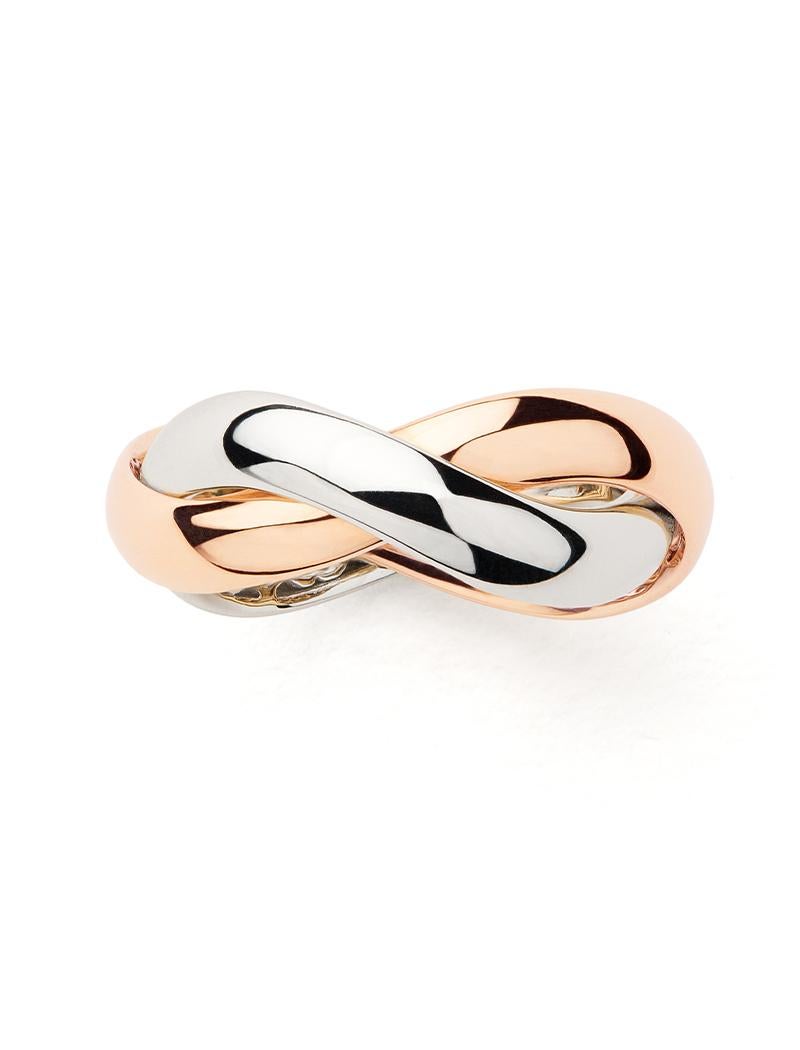 Modern 18 Carat Gold Ring, Rose and White Gold, Tresse Collection For Sale