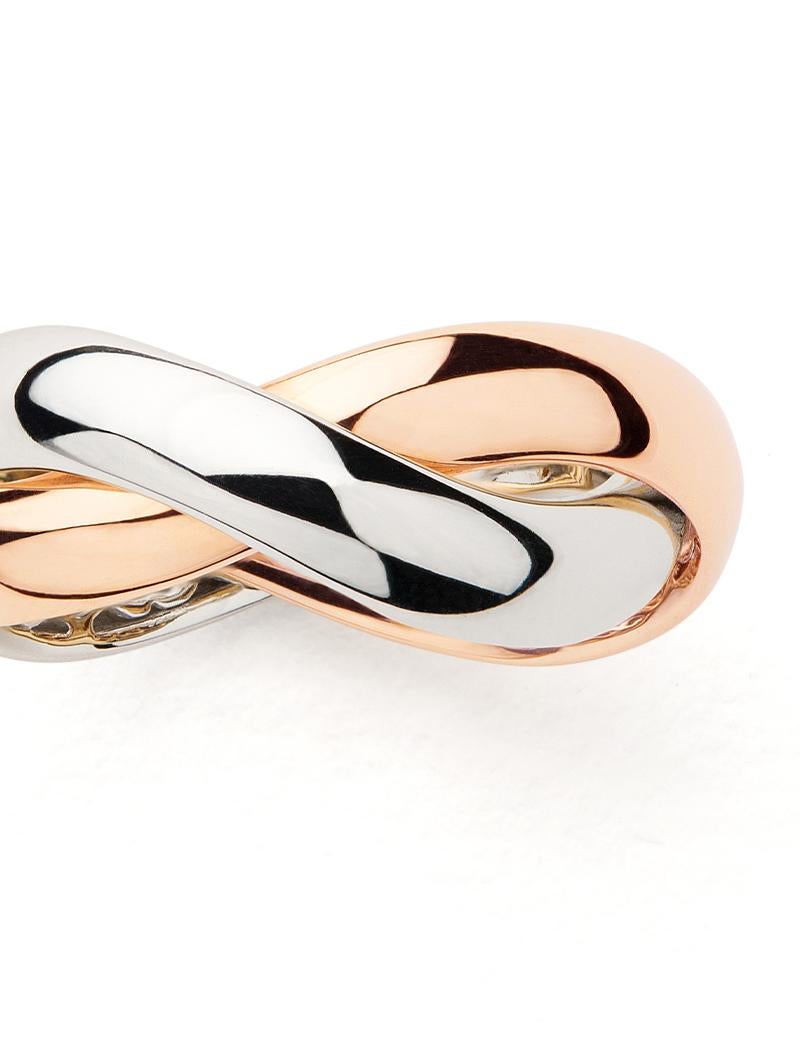 18 Carat Gold Ring, Rose and White Gold, Tresse Collection In New Condition For Sale In PARIS, FR