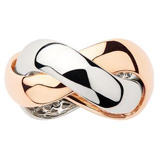 18 Carat Gold Ring, Rose and White Gold, Tresse Collection For Sale