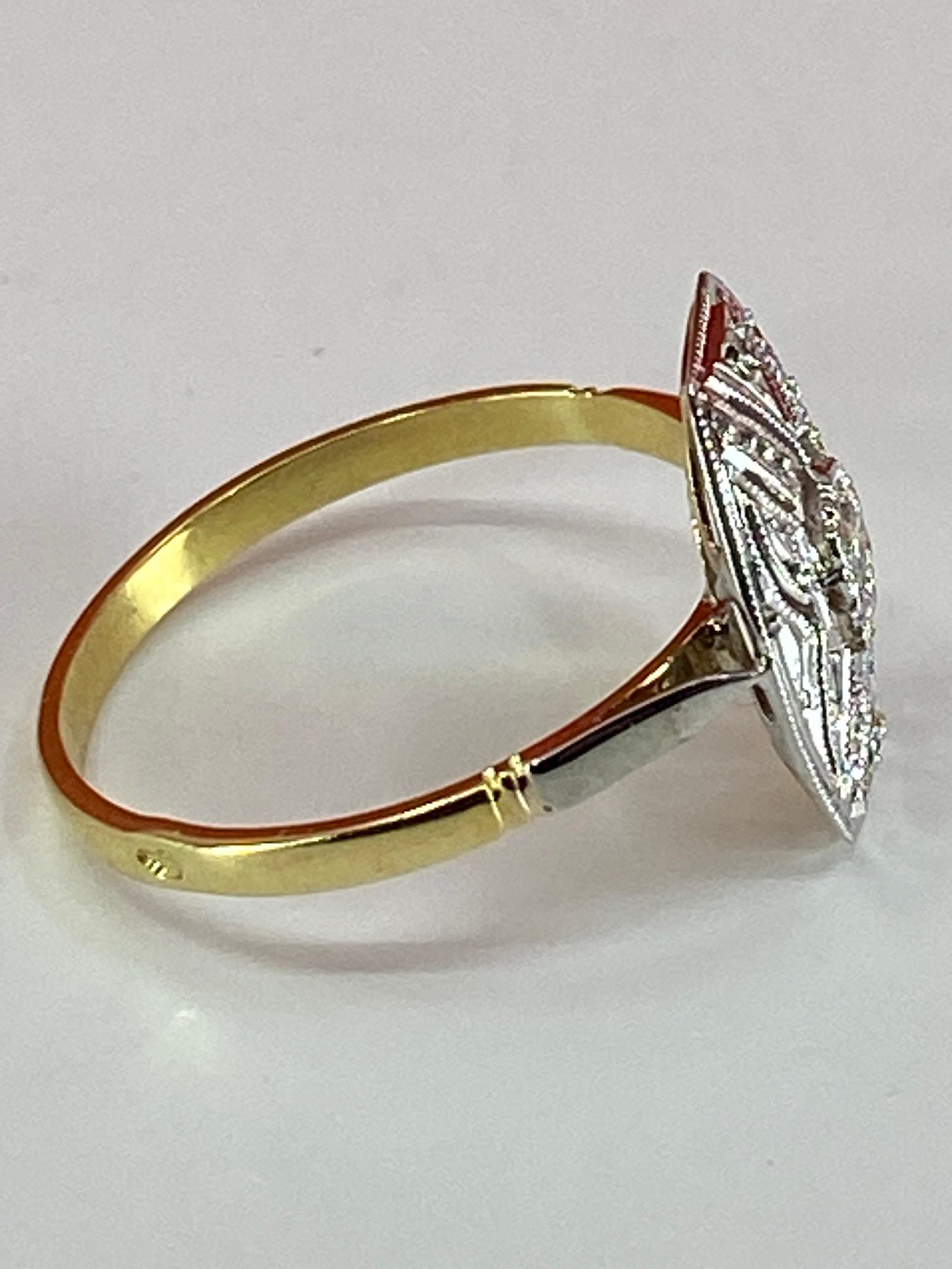 18 Carat Gold Ring Set with Diamonds, Art Déco Period 7
