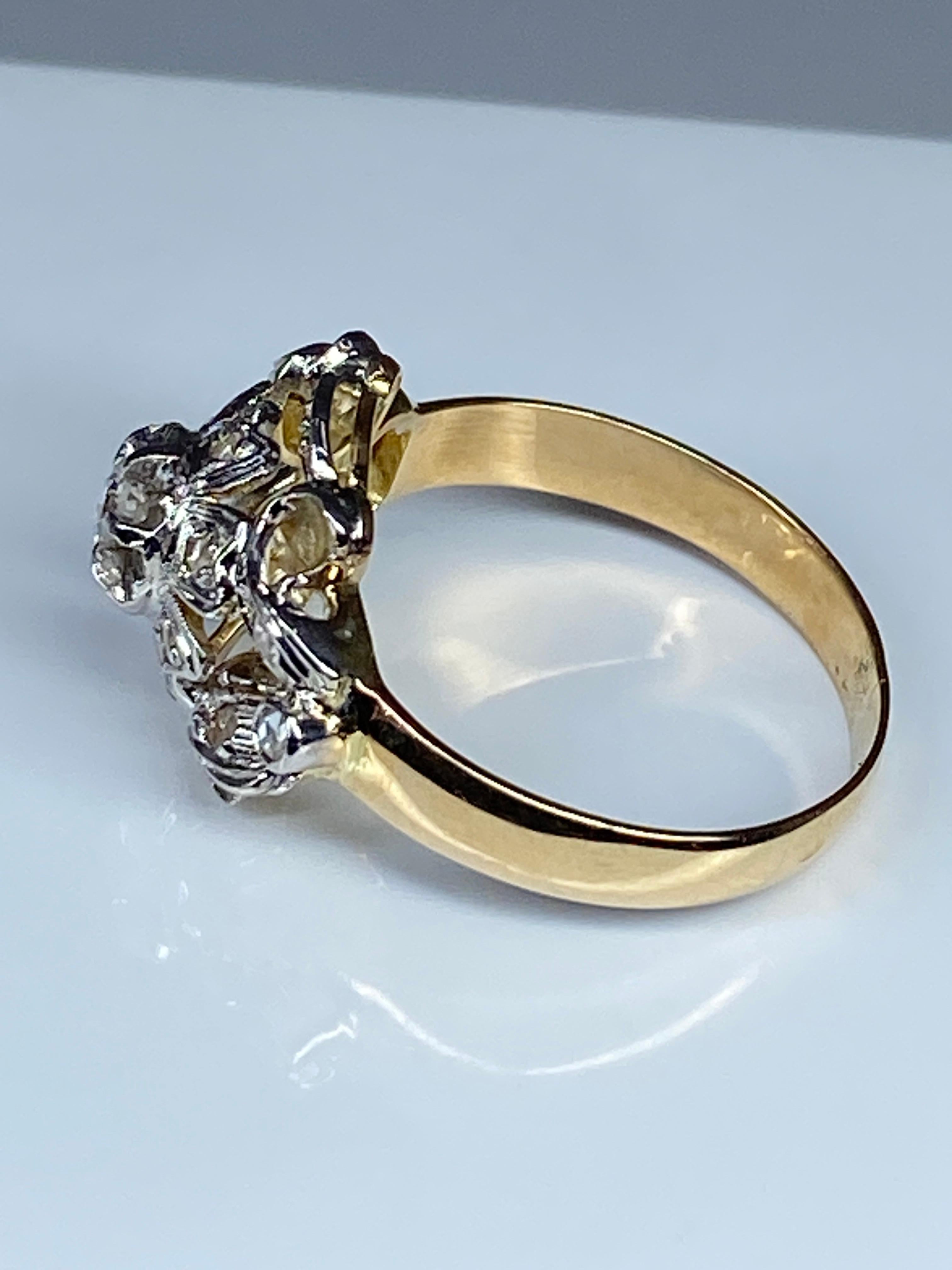 18 Carat Gold Ring Set with Diamonds, Napoléon III Style 7