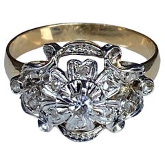 Vintage 18 Carat Gold Ring Set with Diamonds, Napoléon III Style