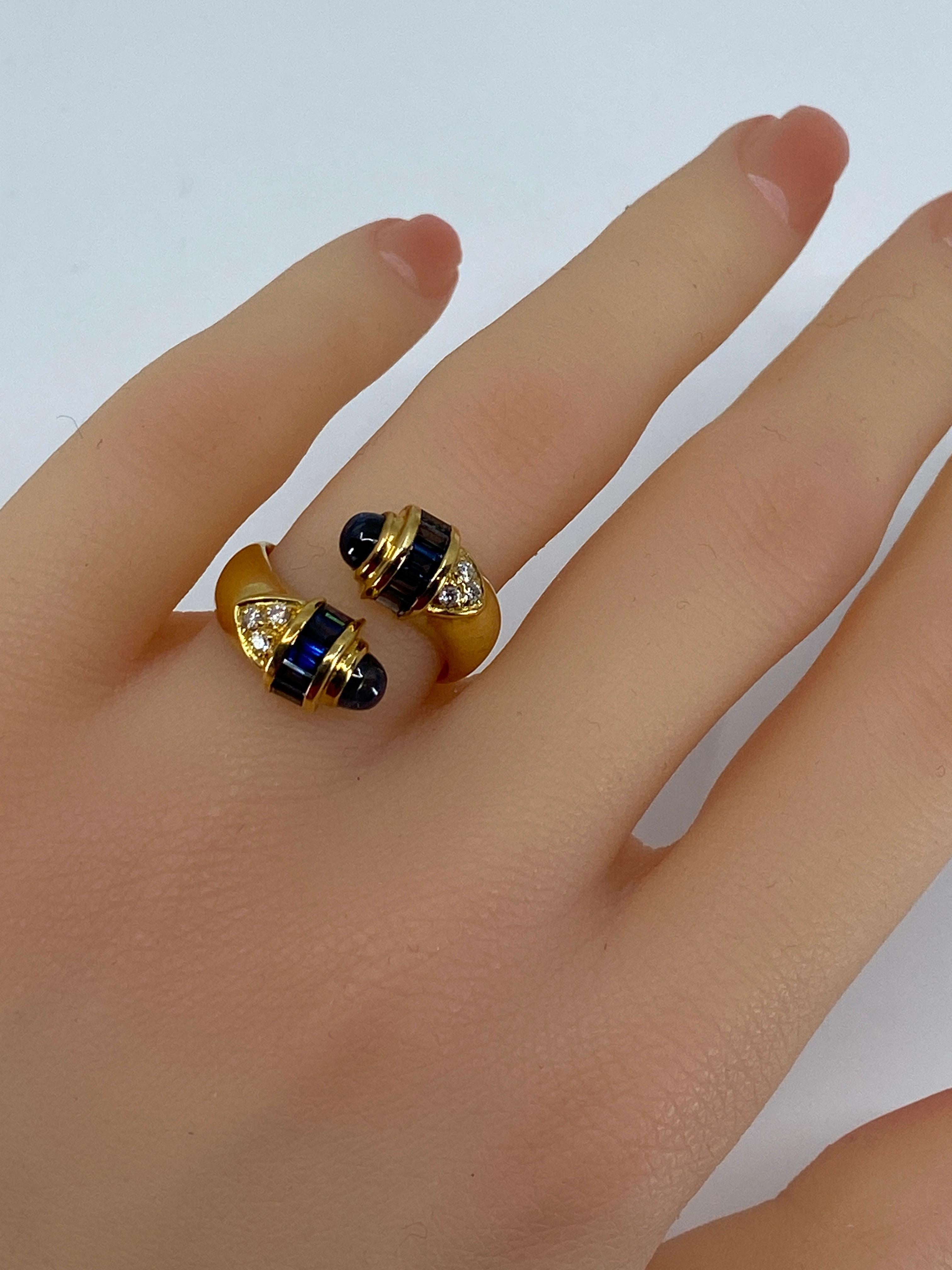 18 Carat Gold Ring Set with Sapphires and Diamonds, Model «You and Me » For Sale 5