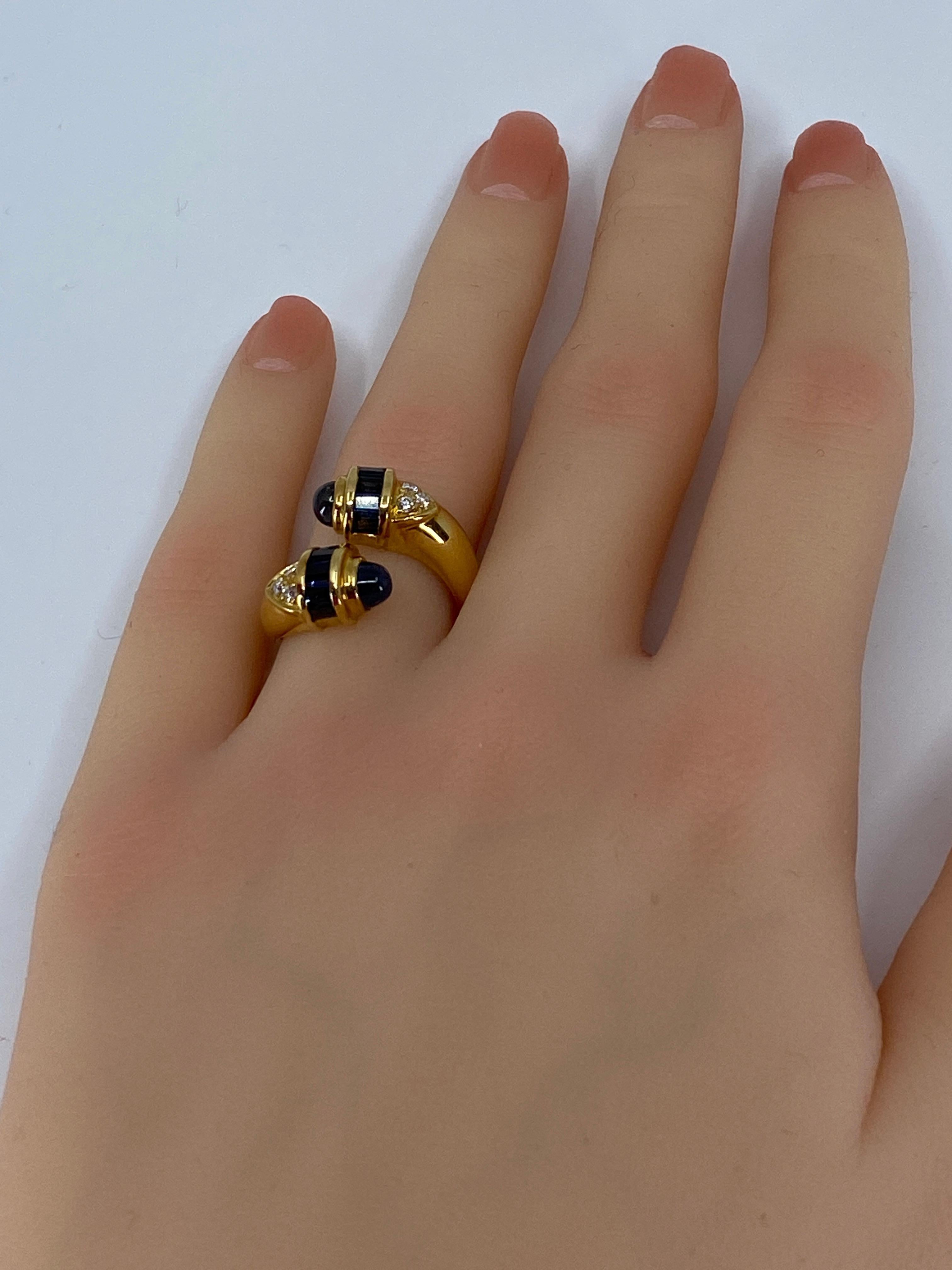 18 Carat Gold Ring Set with Sapphires and Diamonds, Model «You and Me » For Sale 10