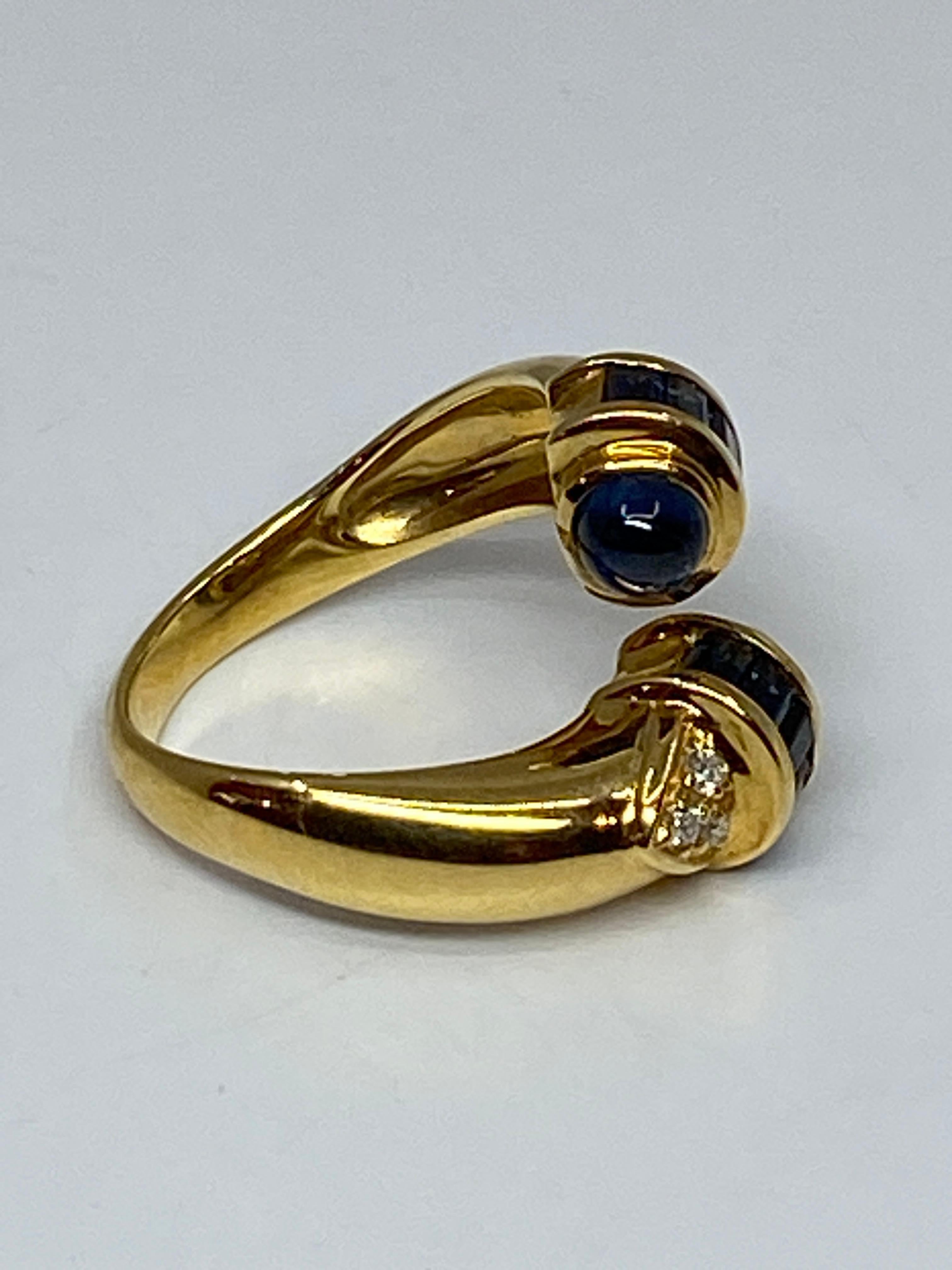 18 Carat Gold Ring Set with Sapphires and Diamonds, Model «You and Me » For Sale 11
