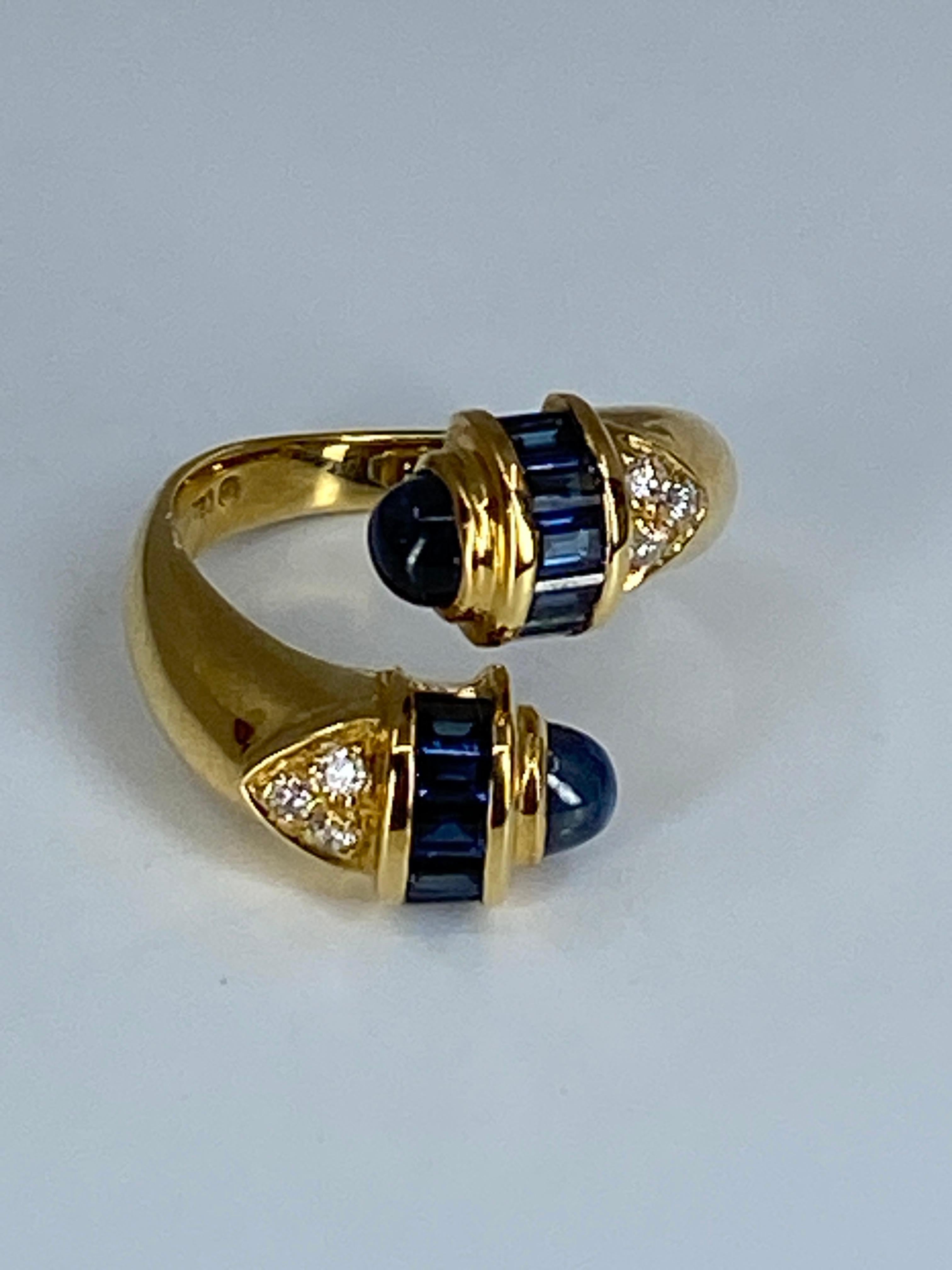 18 Carat Gold Ring Set with Sapphires and Diamonds, Model «You and Me » For Sale 12