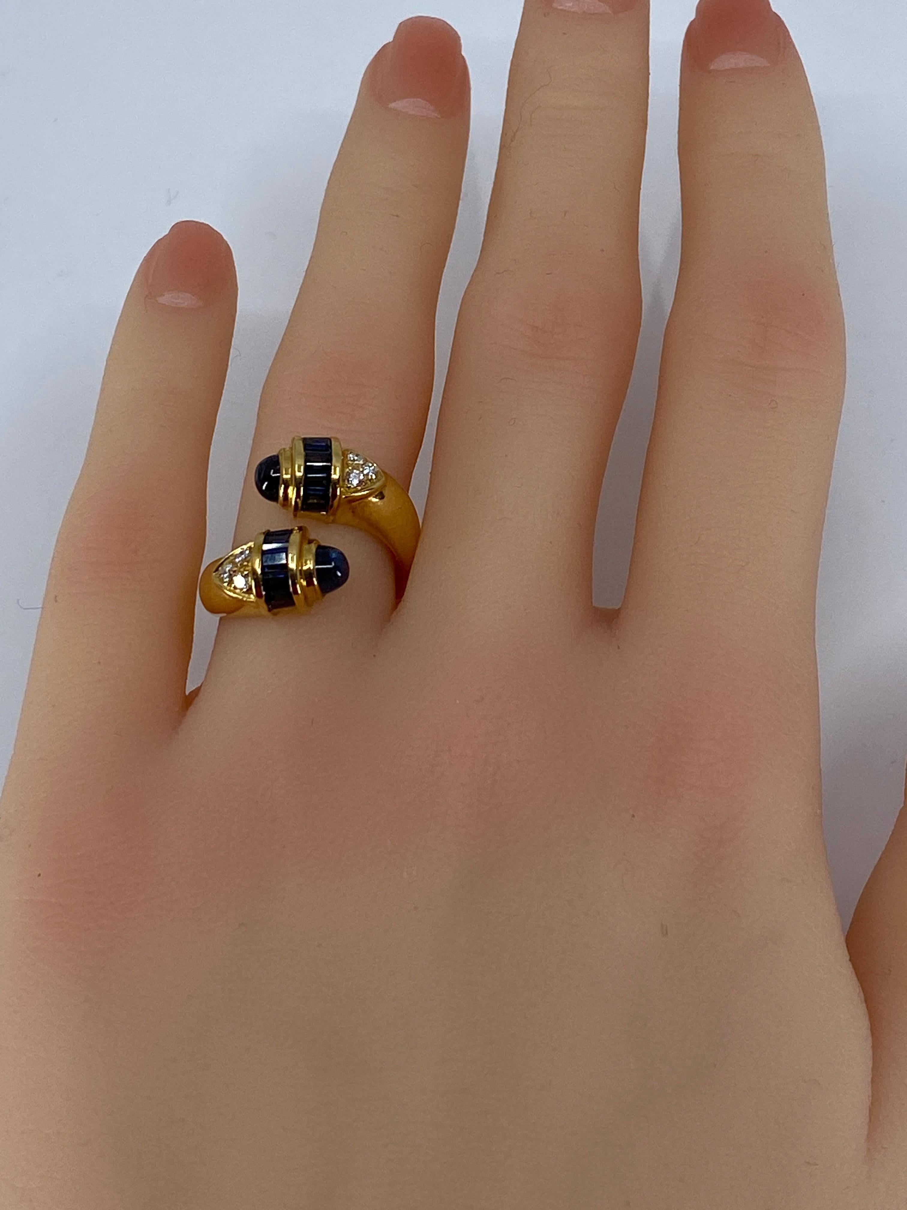 18 Carat Gold Ring Set with Sapphires and Diamonds, Model «You and Me » For Sale 13