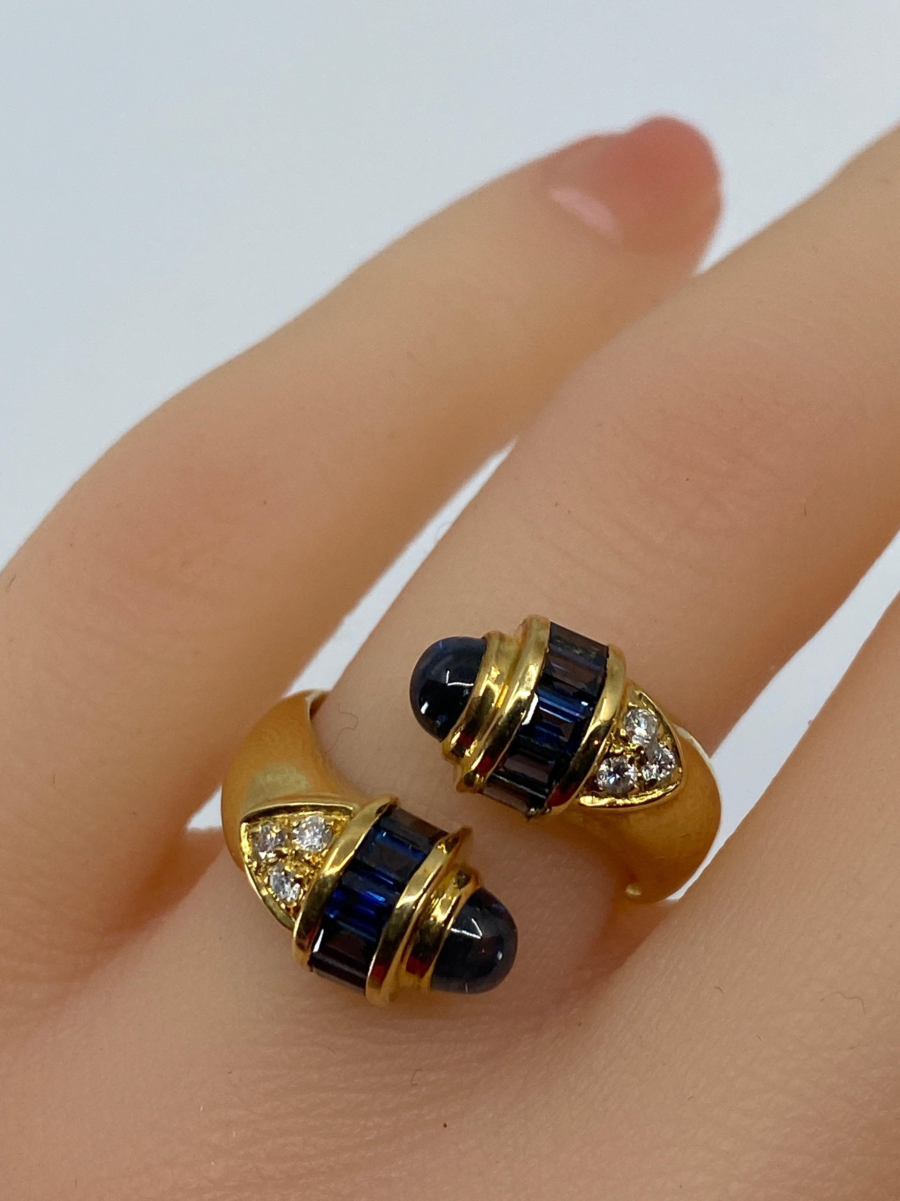 18 Carat Gold Ring Set with Sapphires and Diamonds, Model «You and Me » For Sale 2