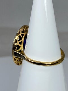 Bague en or 18 carats avec saphir VERNEUIL et diamants taillés en rose, période 1900
