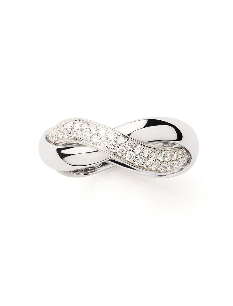 Modern 18 Carat Gold Ring, White Gold, Diamonds, Tresse Collection For Sale