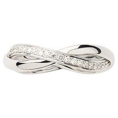 Bague en or 18 carats, or blanc, diamants, collection Tresse