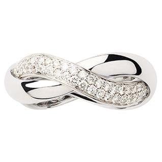 Bague en or 18 carats, or blanc, diamants, collection Tresse