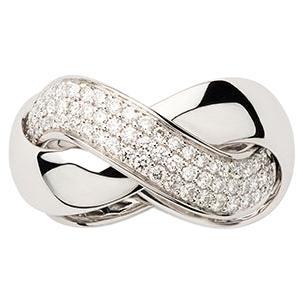 18 Carat Gold Ring, White Gold, Diamonds, Tresse Collection For Sale
