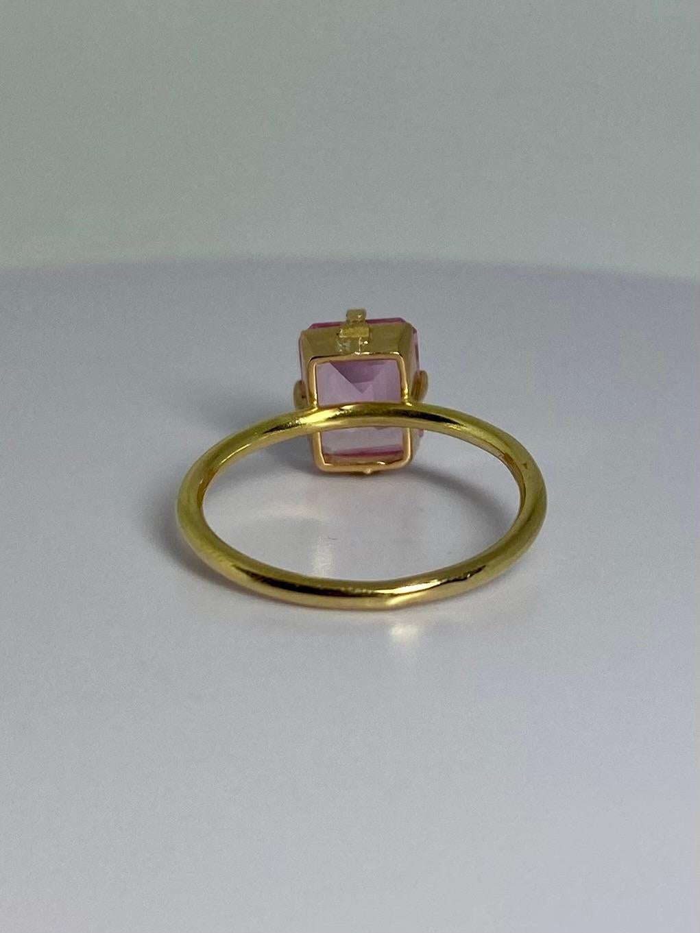 Rose Cut 18 Carat Gold Ring with Roses De France, pink For Sale