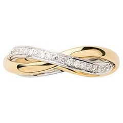 18 Carat Gold Ring, Yellow and White Gold, Diamonds, Tresse Collection