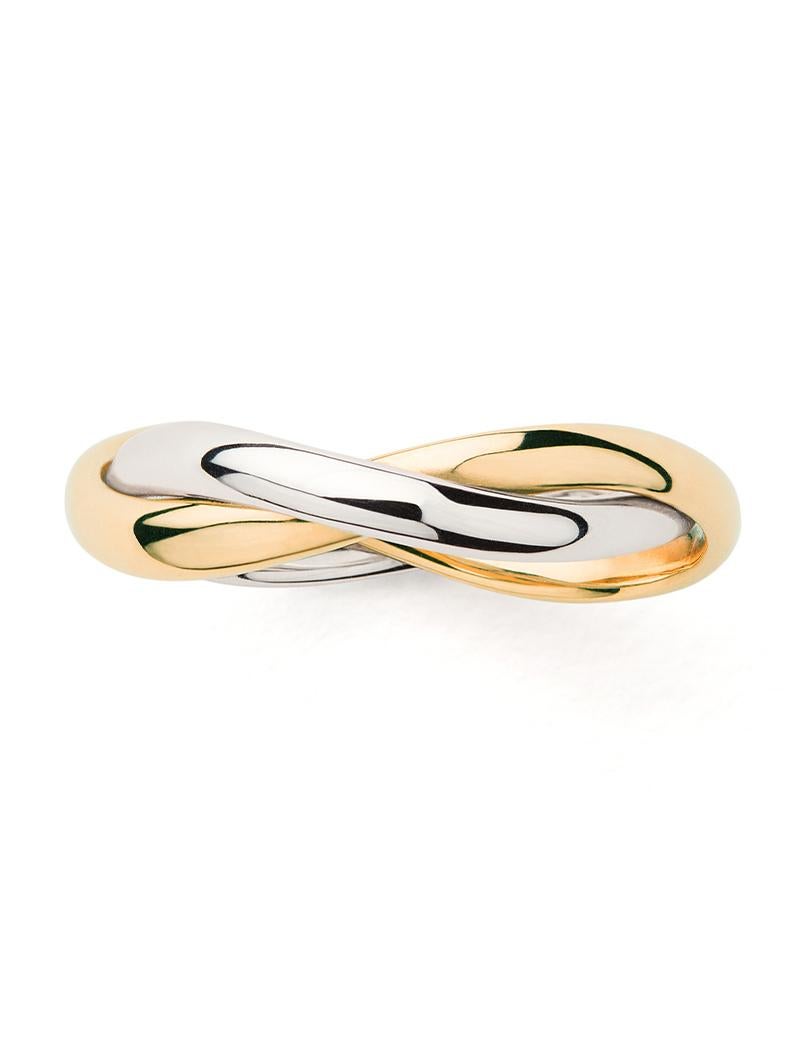 Modern 18 Carat Gold Ring, Yellow and White Gold, Tresse Collection For Sale