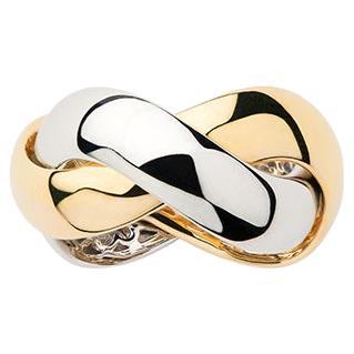 18 Carat Gold Ring, Yellow and White Gold, Tresse Collection For Sale