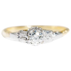 18 Carat Gold Round Brilliant Cut Diamond Vintage Solitaire Engagement Ring