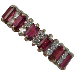 Vintage 18 Carat Gold Ruby Diamond Stack Half Eternity Stack Ring